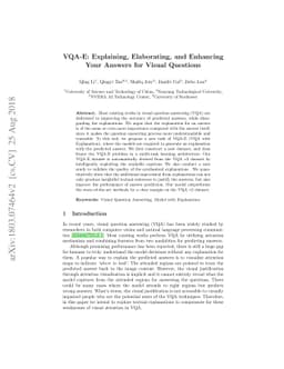 VQA-E: Explaining, Elaborating, and Enhancing Your Answers for Visual
  Questions