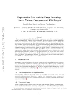 Explanation Methods in Deep Learning: Users, Values, Concerns and
  Challenges