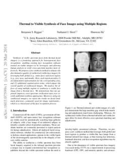 Thermal to Visible Synthesis of Face Images using Multiple Regions