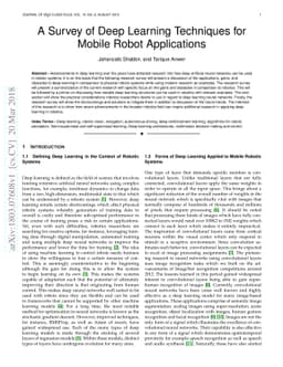 A Survey of Deep Learning Techniques for Mobile Robot Applications