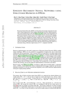 Efficient Recurrent Neural Networks using Structured Matrices in FPGAs
