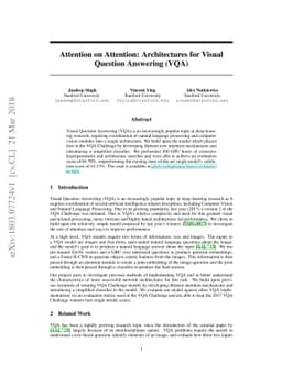 Attention on Attention: Architectures for Visual Question Answering
  (VQA)