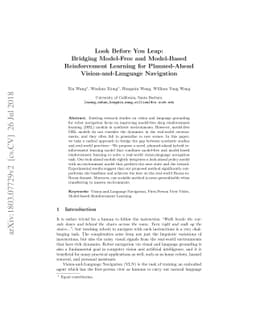 Look Before You Leap: Bridging Model-Free and Model-Based Reinforcement
  Learning for Planned-Ahead Vision-and-Language Navigation