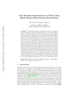 Fast Semantic Segmentation on Video Using Block Motion-Based Feature
  Interpolation