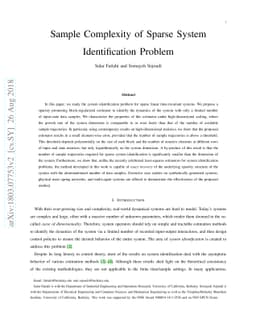 Sample Complexity of Sparse System Identification Problem