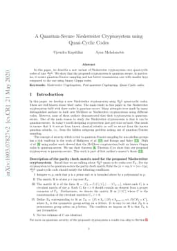 A Quantum-Secure Niederreiter Cryptosystem using Quasi-Cyclic Codes