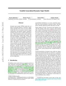 Scalable Generalized Dynamic Topic Models