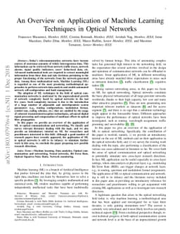 An Overview on Application of Machine Learning Techniques in Optical
  Networks