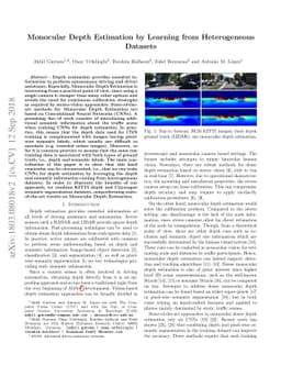 Monocular Depth Estimation by Learning from Heterogeneous Datasets