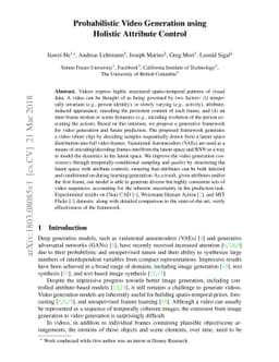 Probabilistic Video Generation using Holistic Attribute Control