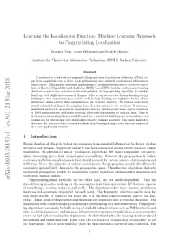 Learning the Localization Function: Machine Learning Approach to
  Fingerprinting Localization