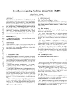Deep Learning using Rectified Linear Units (ReLU)