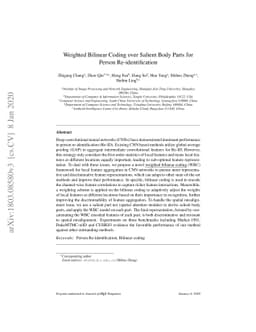 Weighted Bilinear Coding over Salient Body Parts for Person
  Re-identification