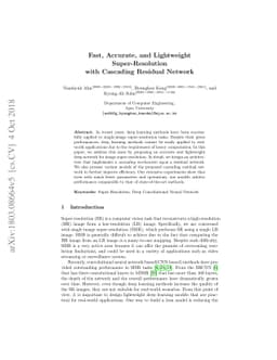 Fast, Accurate, and Lightweight Super-Resolution with Cascading Residual
  Network