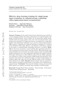 Effective deep learning training for single-image super-resolution in
  endomicroscopy exploiting video-registration-based reconstruction