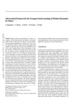 Adversarial Framework for Unsupervised Learning of Motion Dynamics in
  Videos