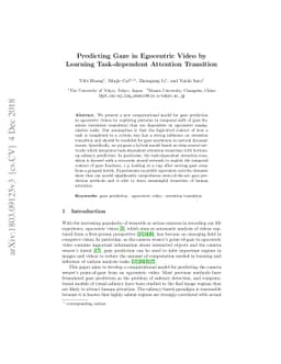Predicting Gaze in Egocentric Video by Learning Task-dependent Attention
  Transition