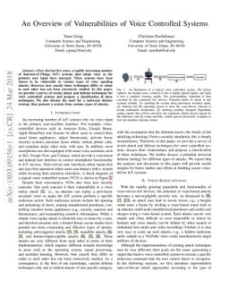An Overview of Vulnerabilities of Voice Controlled Systems