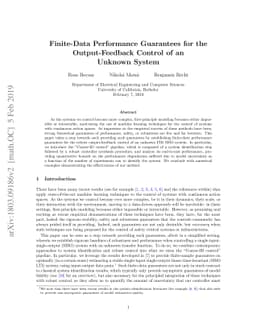 Finite-Data Performance Guarantees for the Output-Feedback Control of an
  Unknown System