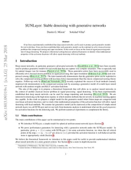 SUNLayer: Stable denoising with generative networks