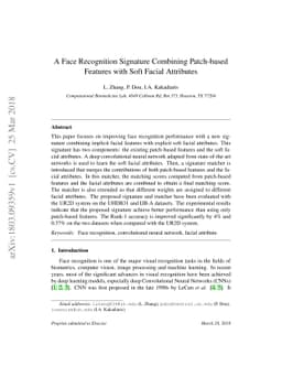 A Face Recognition Signature Combining Patch-based Features with Soft
  Facial Attributes