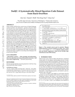 StaQC: A Systematically Mined Question-Code Dataset from Stack Overflow