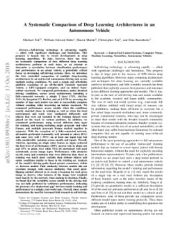A Systematic Comparison of Deep Learning Architectures in an Autonomous
  Vehicle