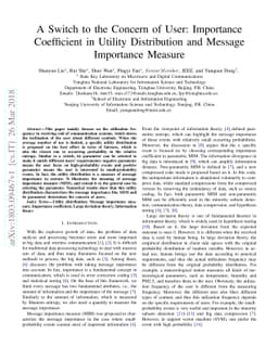 A Switch to the Concern of User: Importance Coefficient in Utility
  Distribution and Message Importance Measure