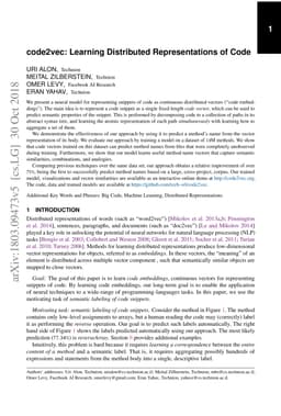 code2vec: Learning Distributed Representations of Code