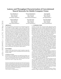 Latency and Throughput Characterization of Convolutional Neural Networks
  for Mobile Computer Vision