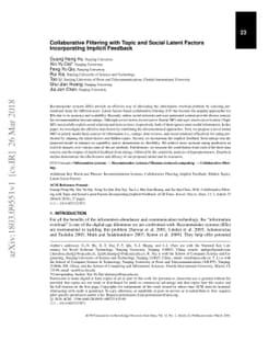 Collaborative Filtering with Topic and Social Latent Factors
  Incorporating Implicit Feedback
