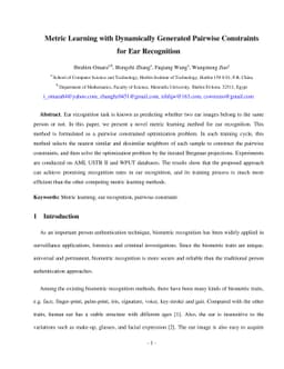 Metric Learning with Dynamically Generated Pairwise Constraints for Ear
  Recognition