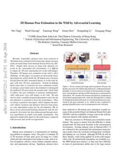 3D Human Pose Estimation in the Wild by Adversarial Learning