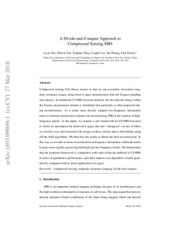 A Divide-and-Conquer Approach to Compressed Sensing MRI