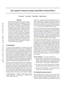 Task Agnostic Continual Learning Using Online Variational Bayes