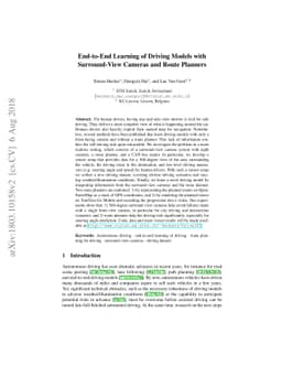 End-to-End Learning of Driving Models with Surround-View Cameras and
  Route Planners