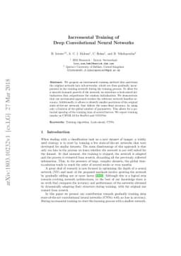 Incremental Training of Deep Convolutional Neural Networks