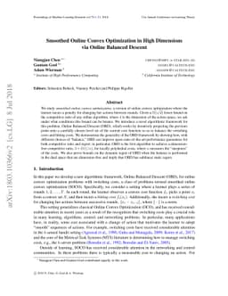Smoothed Online Convex Optimization in High Dimensions via Online
  Balanced Descent