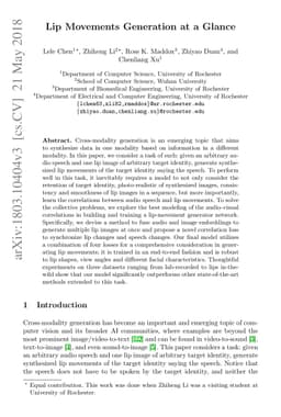 Lip Movements Generation at a Glance