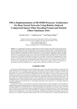 FPGA Implementations of 3D-SIMD Processor Architecture for Deep Neural
  Networks Using Relative Indexed Compressed Sparse Filter Encoding Format and
  Stacked Filters Stationary Flow