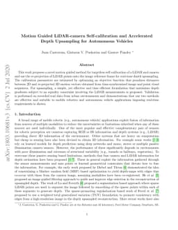 Motion Guided LIDAR-camera Self-calibration and Accelerated Depth
  Upsampling for Autonomous Vehicles