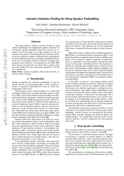 Attentive Statistics Pooling for Deep Speaker Embedding
