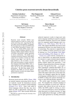 Colorless green recurrent networks dream hierarchically