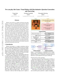 Two can play this Game: Visual Dialog with Discriminative Question
  Generation and Answering