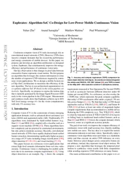 Euphrates: Algorithm-SoC Co-Design for Low-Power Mobile Continuous
  Vision