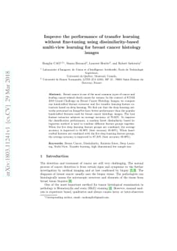 Improve the performance of transfer learning without fine-tuning using
  dissimilarity-based multi-view learning for breast cancer histology images