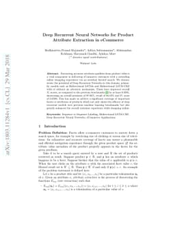 Deep Recurrent Neural Networks for Product Attribute Extraction in
  eCommerce