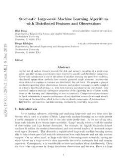 A Stochastic Large-scale Machine Learning Algorithm for Distributed
  Features and Observations