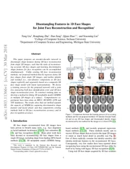 Disentangling Features in 3D Face Shapes for Joint Face Reconstruction
  and Recognition