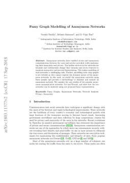 Fuzzy Graph Modelling of Anonymous Networks